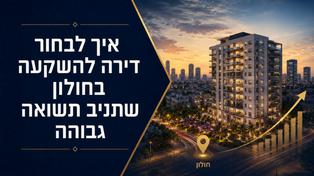 איך לבחור דירה להשקעה בחולון שתניב תשואה גבוהה