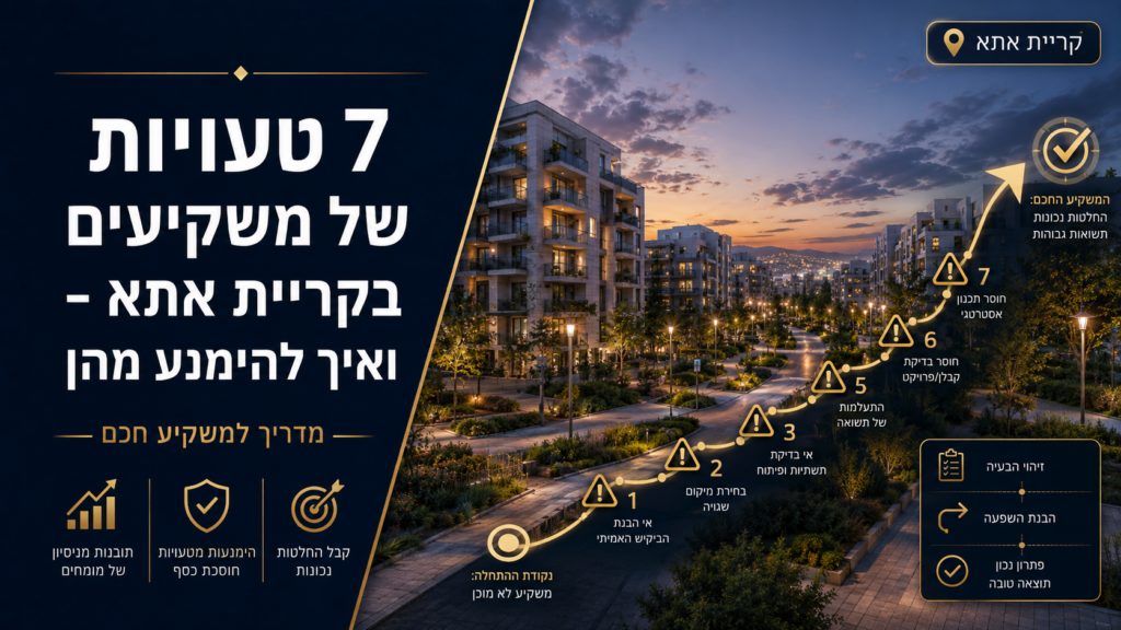 7 טעויות של משקיעים בקריית אתא - ואיך להימנע מהן