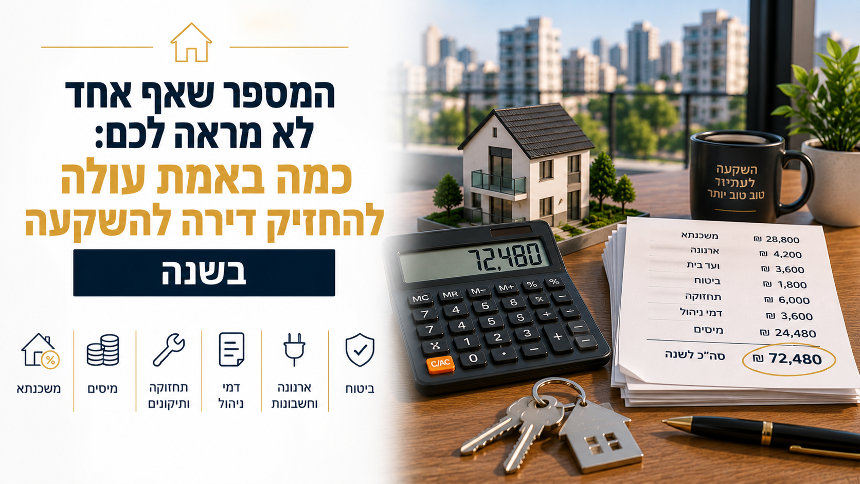 המספר שאף אחד לא מראה לכם: כמה באמת עולה להחזיק דירה להשקעה בשנה