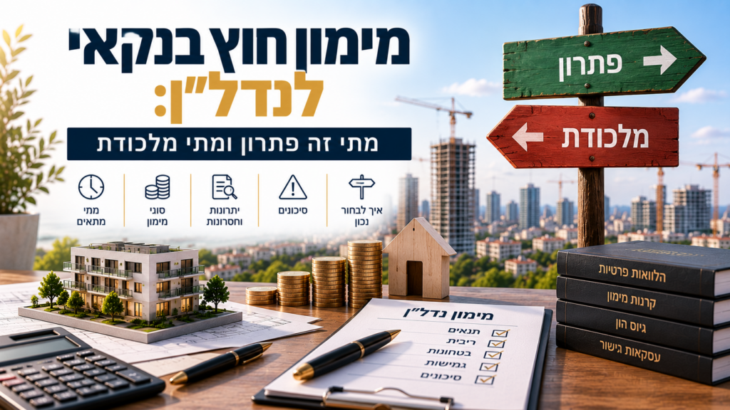 מימון חוץ בנקאי לנדל"ן: מתי זה פתרון ומתי מלכודת