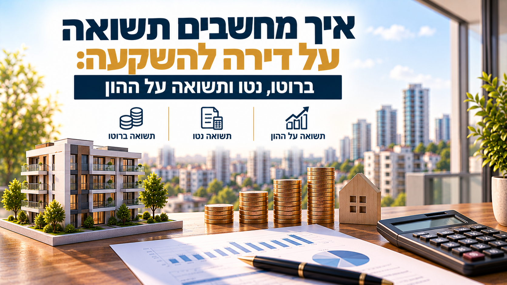 איך מחשבים תשואה על דירה להשקעה: ברוטו, נטו ותשואה על ההון