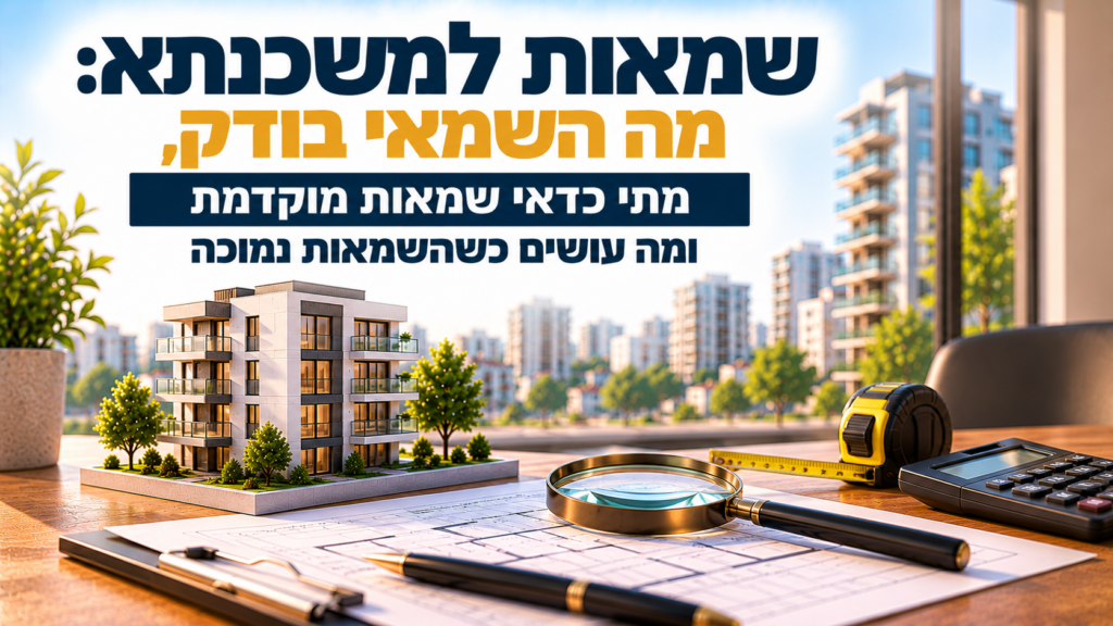 שמאות למשכנתא: מה השמאי בודק, מתי כדאי שמאות מוקדמת ומה עושים כשהשמאות נמוכה
