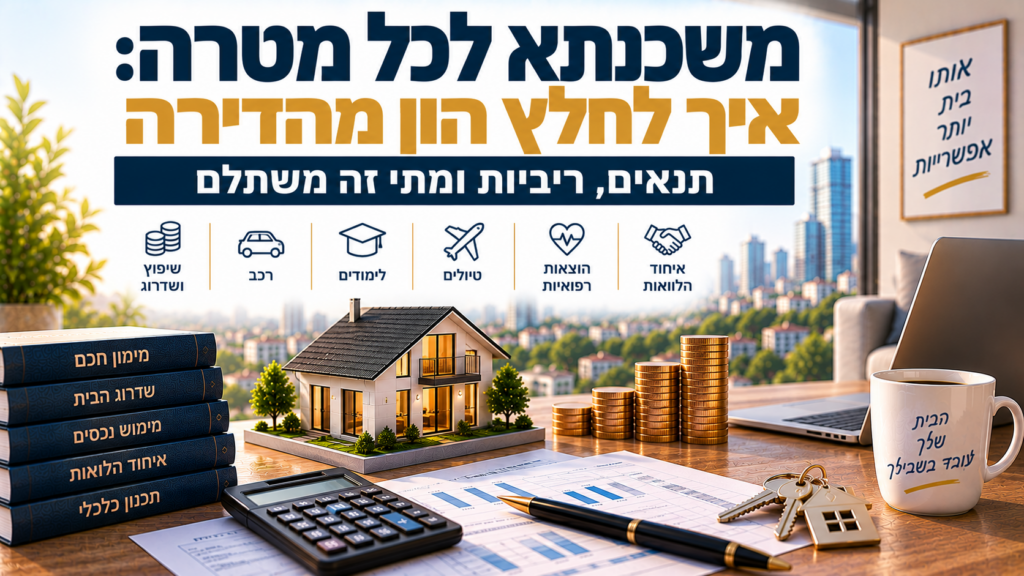 משכנתא לכל מטרה: איך לחלץ הון מהדירה – תנאים, ריביות ומתי זה משתלם
